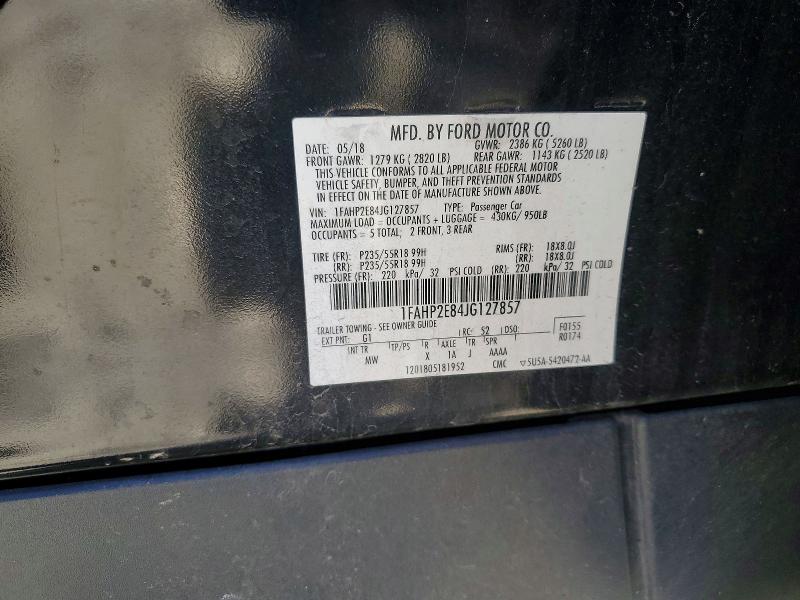 Auction sale of the 2018 Ford Taurus, vin: 1FAHP2E84JG127857, lot number: 62129526