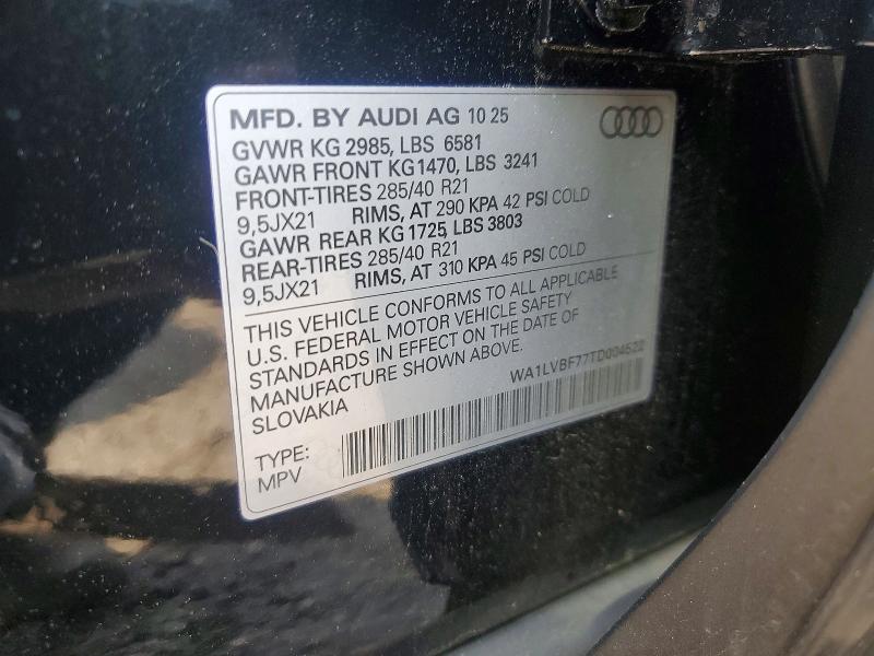 Aukcja sprzedaży 2026 Audi Q7, vin: WA1LVBF77TD004522, numer aukcji: 60055066