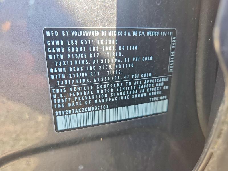 Aukcja sprzedaży 2019 Volkswagen Tiguan, vin: 3VV2B7AX2KM032103, numer aukcji: 58901996