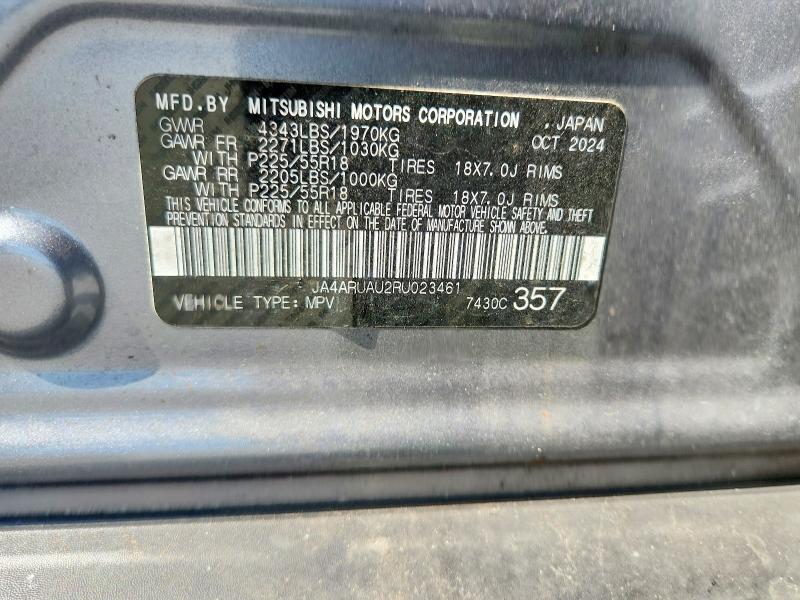 2024 Mitsubishi Outlander Sport მანქანა იყიდება აუქციონზე, vin: JA4ARUAU2RU023461, აუქციონის ნომერი: 61840396