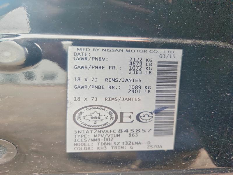59367946 :رقم المزاد ، 5N1AT2MVXFC845857 vin ، 2015 Nissan Rogue مزاد بيع