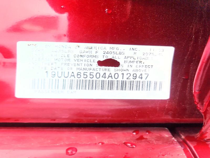 59825106 :رقم المزاد ، 19UUA65504A012947 vin ، 2004 Acura Tl مزاد بيع