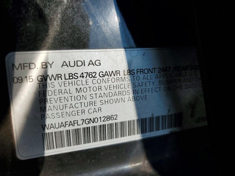 Продаж на аукціоні авто 2016 Audi A4, vin: WAUAFAFL7GN012862, номер лоту: 63001606