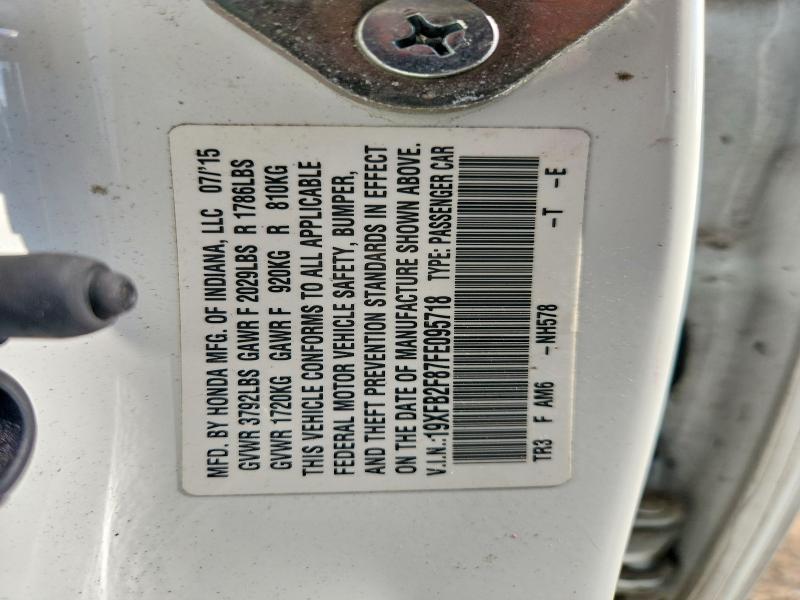 2015 Honda Civic მანქანა იყიდება აუქციონზე, vin: 19XFB2F87FE095718, აუქციონის ნომერი: 59616556