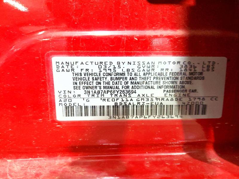 Продаж на аукціоні авто 2015 Nissan Sentra, vin: 3N1AB7AP6FY263694, номер лоту: 61330696