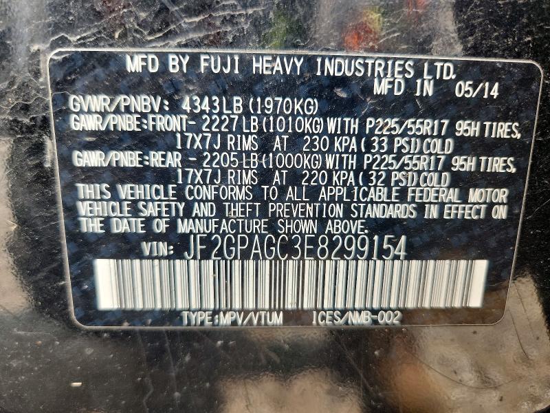 2014 Subaru Xv Crosstrek მანქანა იყიდება აუქციონზე, vin: JF2GPAGC3E8299154, აუქციონის ნომერი: 61313216