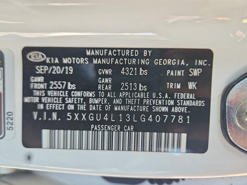 Продажа на аукционе авто 2020 Kia Optima, vin: 5XXGU4L13LG407781, номер лота: 85791515