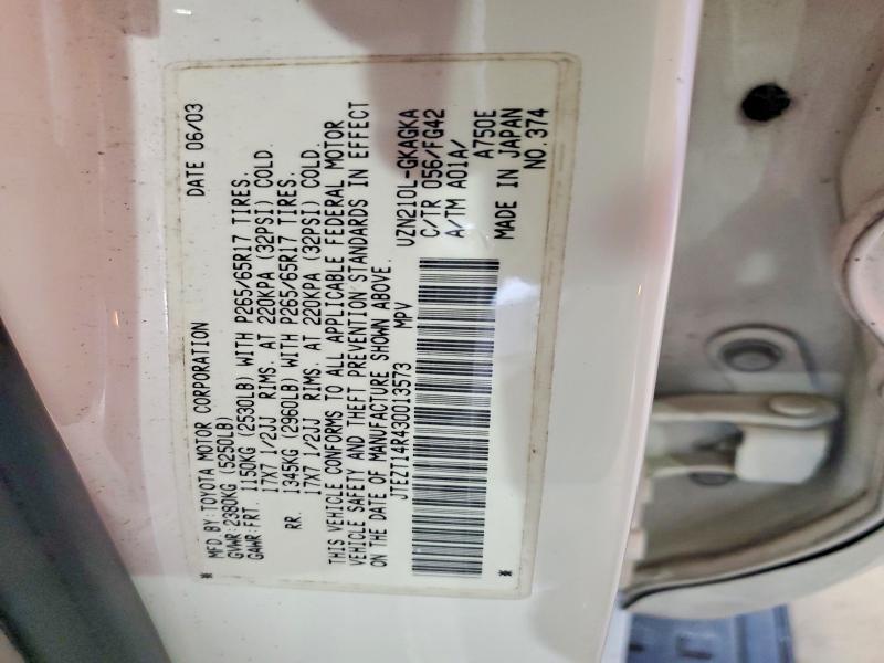 62814296 :رقم المزاد ، JTEZT14R430013573 vin ، 2003 Toyota 4runner مزاد بيع