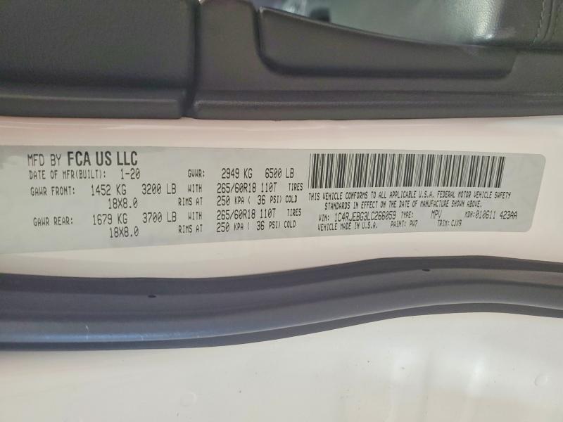 Продажа на аукционе авто 2020 Jeep Grand Cherokee, vin: 1C4RJEBG3LC266059, номер лота: 61686776
