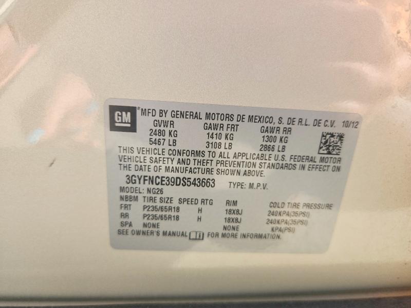 Auction sale of the 2013 Cadillac Srx, vin: 3GYFNCE39DS543663, lot number: 63152846