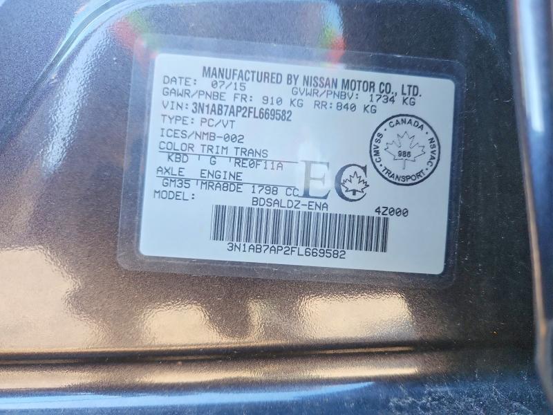 Продаж на аукціоні авто 2015 Nissan Sentra, vin: 3N1AB7AP2FL669582, номер лоту: 60030936