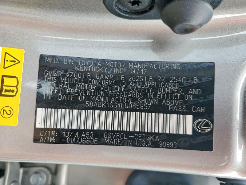 Продаж на аукціоні авто 2017 Lexus Es, vin: 58ABK1GG4HU065857, номер лоту: 63325306