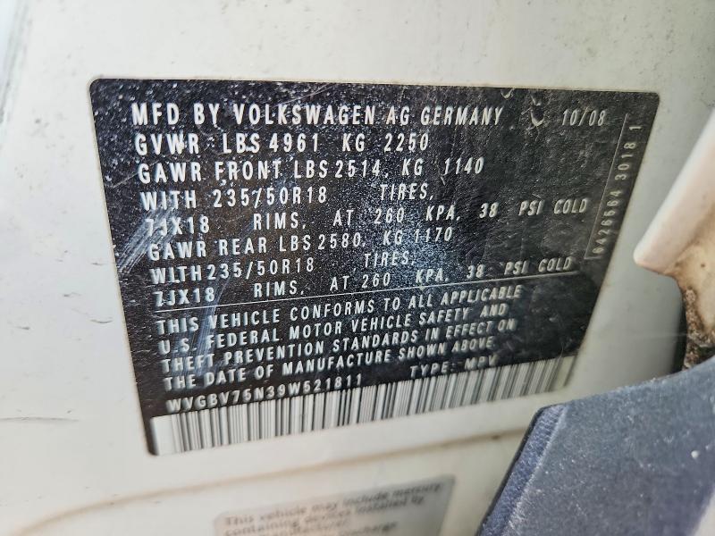 Продаж на аукціоні авто 2009 Volkswagen Tiguan, vin: WVGBV75N39W521811, номер лоту: 60488136