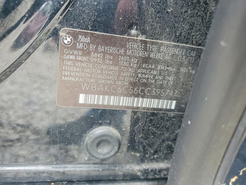 62152936 :رقم المزاد ، WBAKC6C56CC395747 vin ، 2012 Bmw 750 مزاد بيع
