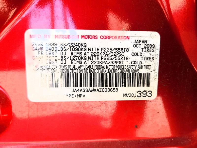 Продажа на аукционе авто 2010 Mitsubishi Outlander, vin: JA4AS3AWXAZ003658, номер лота: 59223216