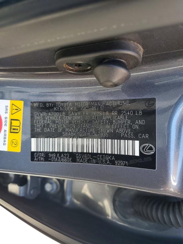Продажа на аукционе авто 2017 Lexus Es, vin: 58ABK1GG8HU067935, номер лота: 62539656