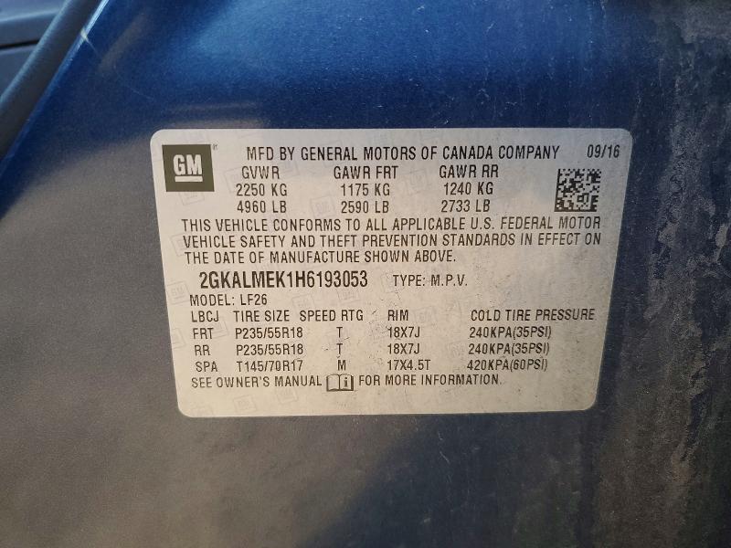 Aukcja sprzedaży 2017 Gmc Terrain, vin: 2GKALMEK1H6193053, numer aukcji: 61950146