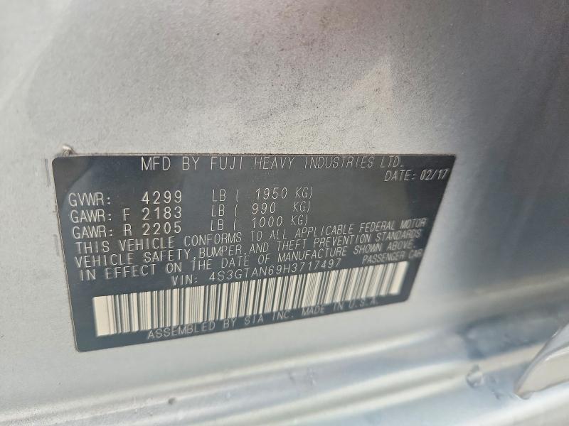 2017 Subaru Impreza მანქანა იყიდება აუქციონზე, vin: 4S3GTAN69H3717497, აუქციონის ნომერი: 62291396