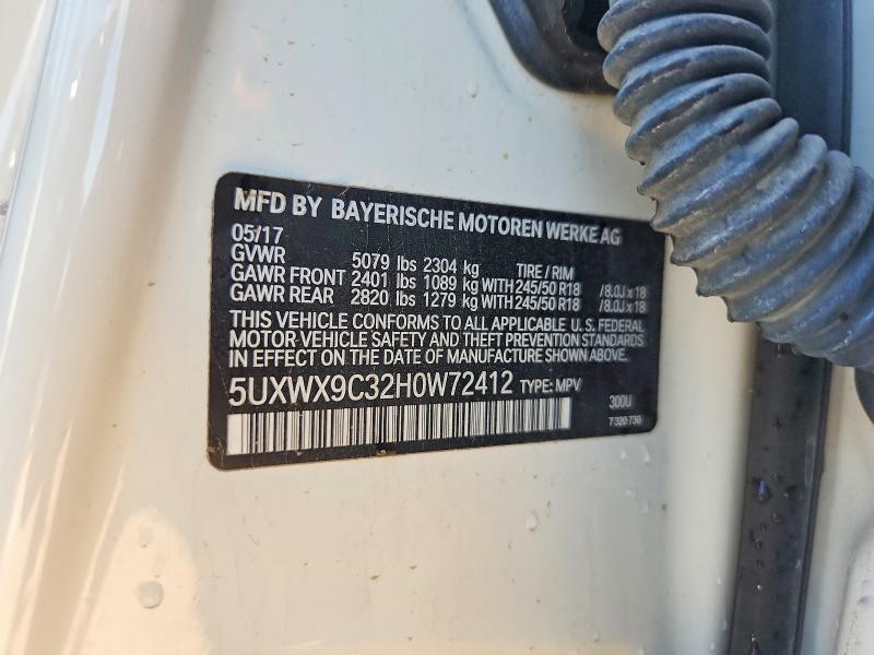 Продаж на аукціоні авто 2017 Bmw X3, vin: 5UXWX9C32H0W72412, номер лоту: 59589006