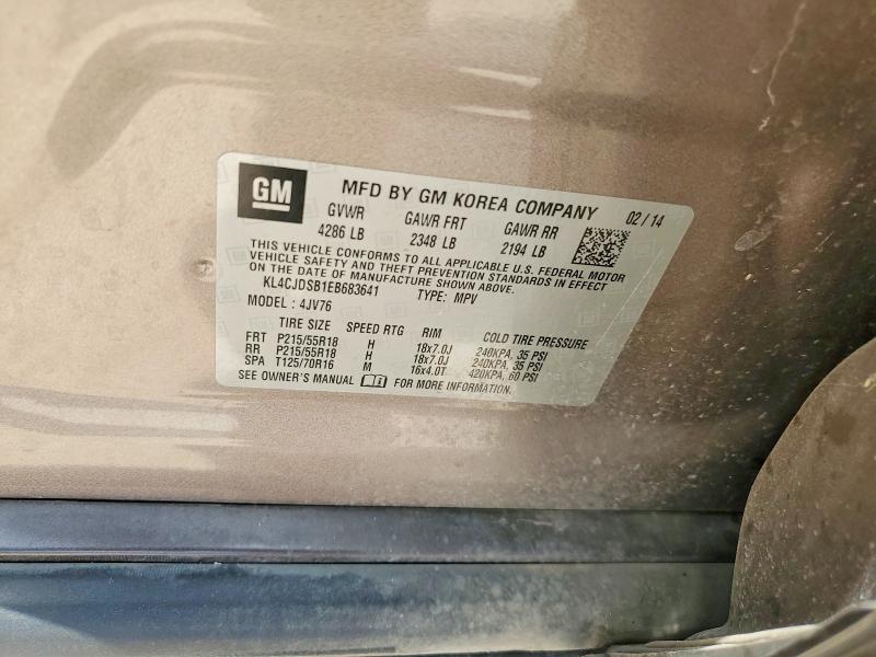 2014 Buick Encore მანქანა იყიდება აუქციონზე, vin: KL4CJDSB1EB683641, აუქციონის ნომერი: 59296886