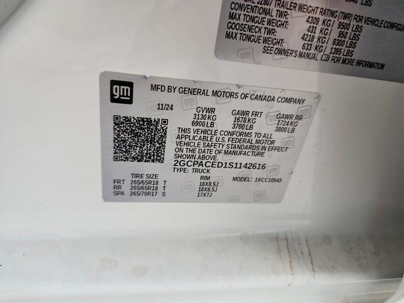 63356856 :رقم المزاد ، 2GCPACED1S1142616 vin ، 2025 Chevrolet Silverado مزاد بيع
