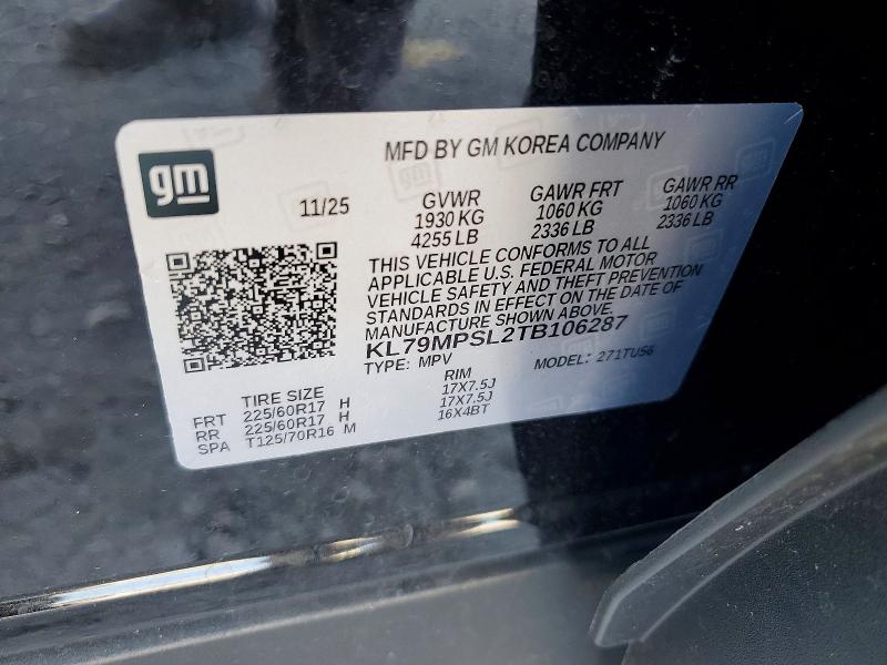 2026 Chevrolet Trailblazer მანქანა იყიდება აუქციონზე, vin: KL79MPSL2TB106287, აუქციონის ნომერი: 62106466