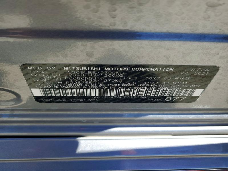 Aukcja sprzedaży 2022 Mitsubishi Outlander, vin: JA4J2VA78NZ029198, numer aukcji: 62121936