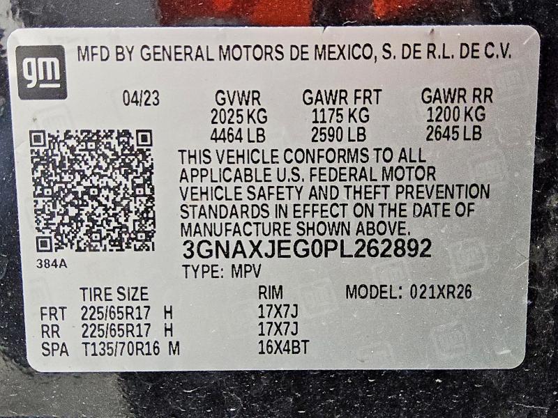 61105166 :رقم المزاد ، 3GNAXJEG0PL262892 vin ، 2023 Chevrolet Equinox مزاد بيع