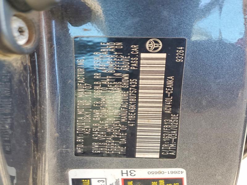 2008 Toyota Camry მანქანა იყიდება აუქციონზე, vin: 4T1BE46K18U757435, აუქციონის ნომერი: 61767606