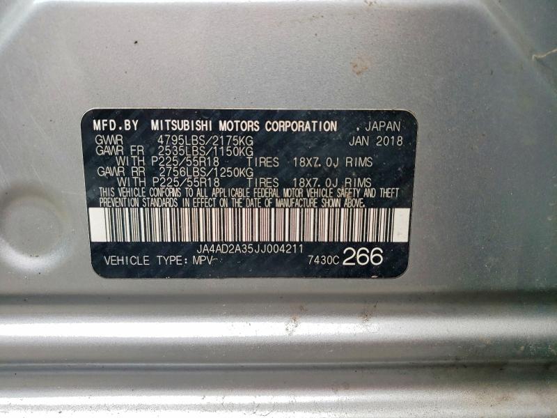 59726566 :رقم المزاد ، JA4AD2A35JJ004211 vin ، 2018 Mitsubishi Outlander مزاد بيع