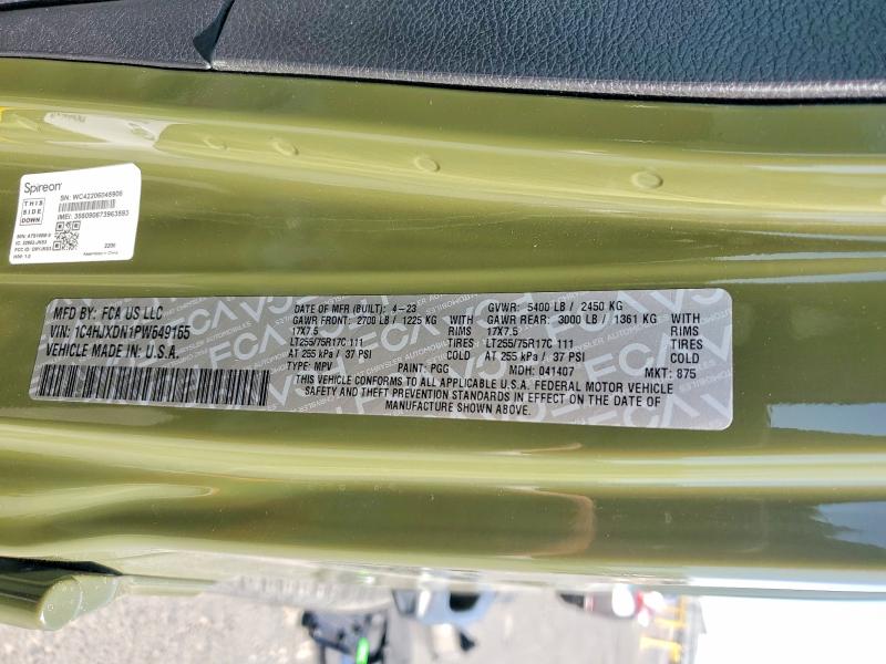 Продаж на аукціоні авто 2023 Jeep Wrangler, vin: 1C4HJXDN1PW649165, номер лоту: 60779066
