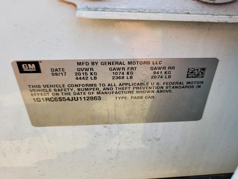 62588816 :رقم المزاد ، 1G1RC6S54JU112863 vin ، 2018 Chevrolet Volt مزاد بيع
