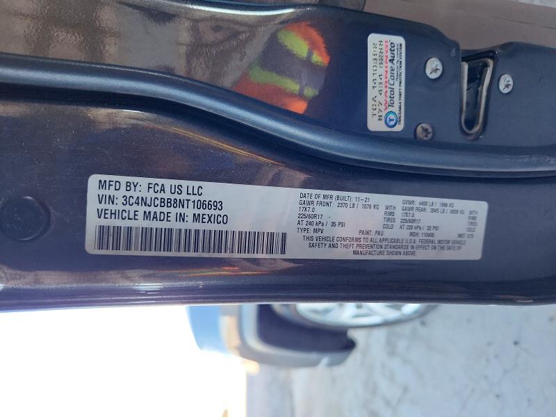 Aukcja sprzedaży 2022 Jeep Compass, vin: 3C4NJCBB8NT106693, numer aukcji: 61958656
