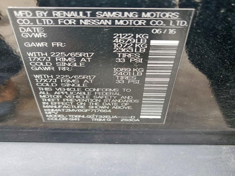 62897226 :رقم المزاد ، KNMAT2MV8GP717664 vin ، 2016 Nissan Rogue مزاد بيع