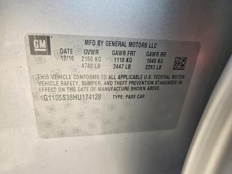 60002866 :رقم المزاد ، 1G1105S38HU174128 vin ، 2017 Chevrolet Impala مزاد بيع