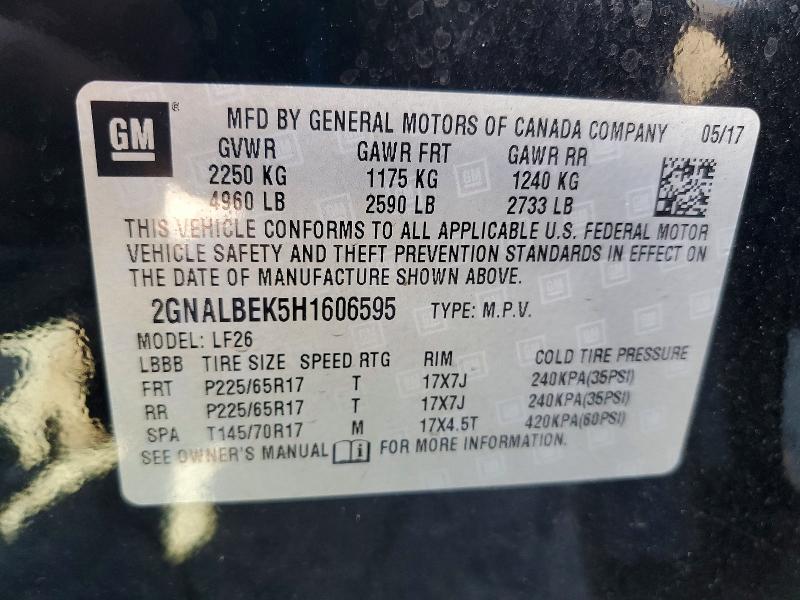 Продаж на аукціоні авто 2017 Chevrolet Equinox, vin: 2GNALBEK5H1606595, номер лоту: 62610546