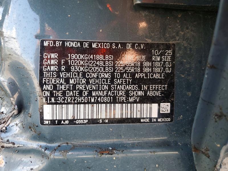 62796526 :رقم المزاد ، 3CZRZ2H50TM740801 vin ، 2026 Honda Hr-v مزاد بيع