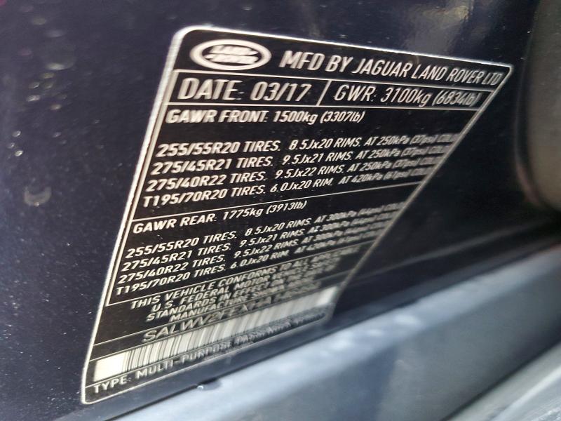 Aukcja sprzedaży 2017 Land Rover Range Rover Sport, vin: SALWV2FEXHA146494, numer aukcji: 60838316