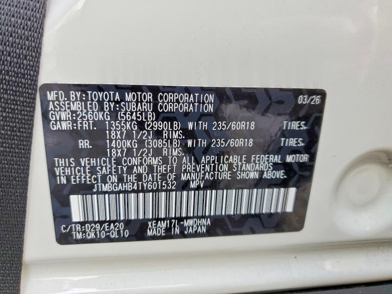Aukcja sprzedaży 2026 Toyota Bz, vin: JTMBGAHB4TY601532, numer aukcji: 61737026