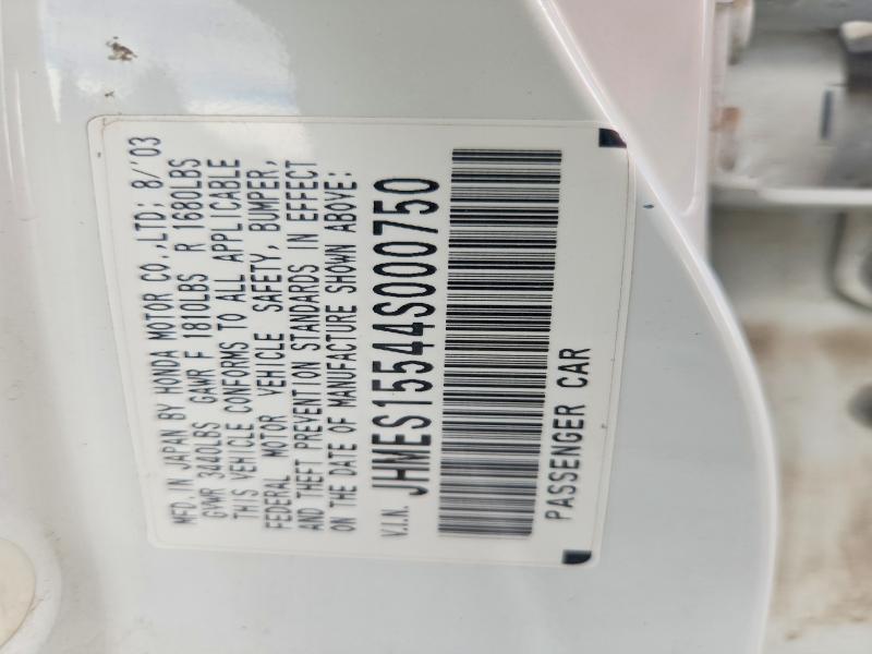 2004 Honda Civic მანქანა იყიდება აუქციონზე, vin: JHMES15544S000750, აუქციონის ნომერი: 61031766