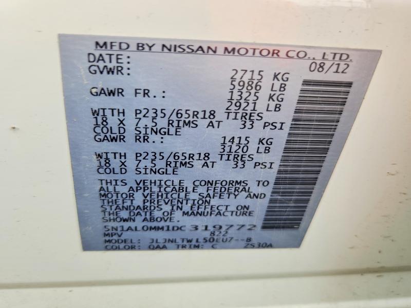 Продажа на аукционе авто 2013 Infiniti Jx35, vin: 5N1AL0MM1DC319772, номер лота: 60045076