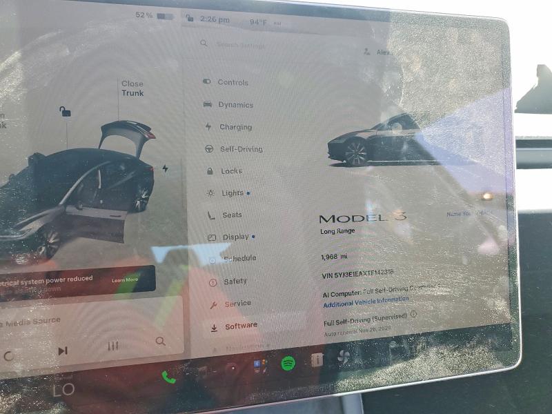 61314186 :رقم المزاد ، 5YJ3E1EAXTF142318 vin ، 2026 Tesla Model 3 مزاد بيع