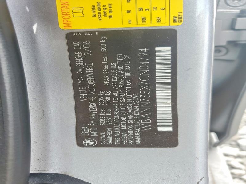 Продажа на аукционе авто 2007 Bmw 530, vin: WBANN735X7CN04794, номер лота: 59206746