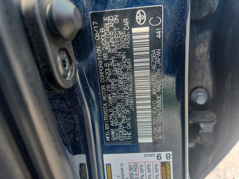 2018 Toyota Camry მანქანა იყიდება აუქციონზე, vin: JTNB11HK6J3017849, აუქციონის ნომერი: 62387746