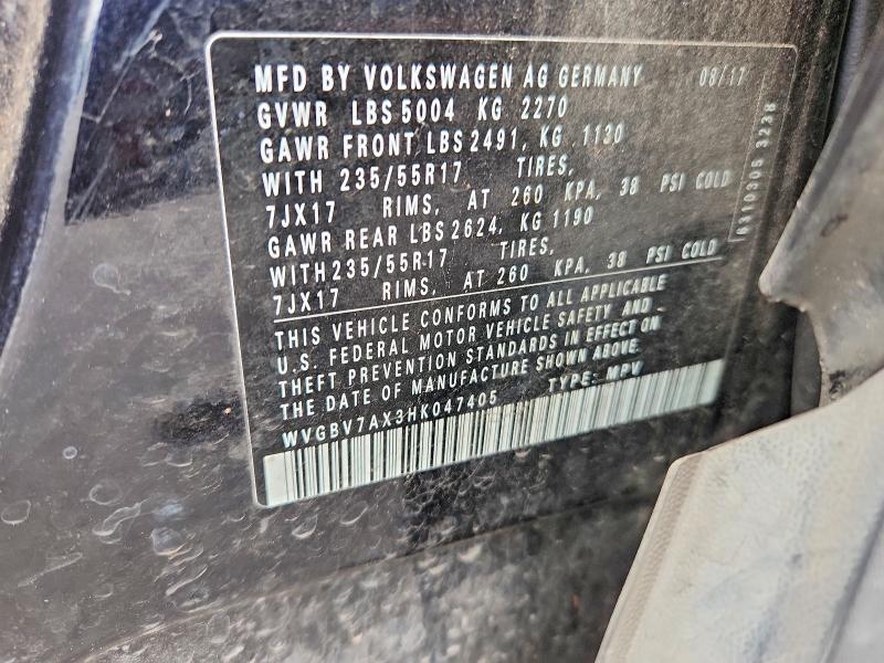 Aukcja sprzedaży 2017 Volkswagen Tiguan, vin: WVGBV7AX3HK047405, numer aukcji: 59698656