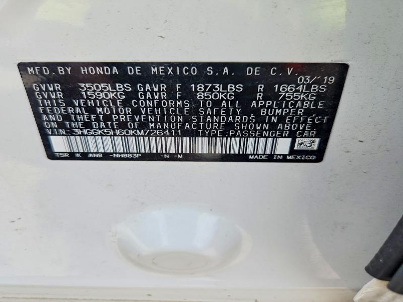 Aukcja sprzedaży 2019 Honda Fit, vin: 3HGGK5H60KM726411, numer aukcji: 63163926