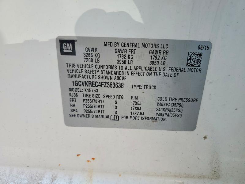 Aukcja sprzedaży 2015 Chevrolet Silverado, vin: 1GCVKREC4FZ363638, numer aukcji: 56720086
