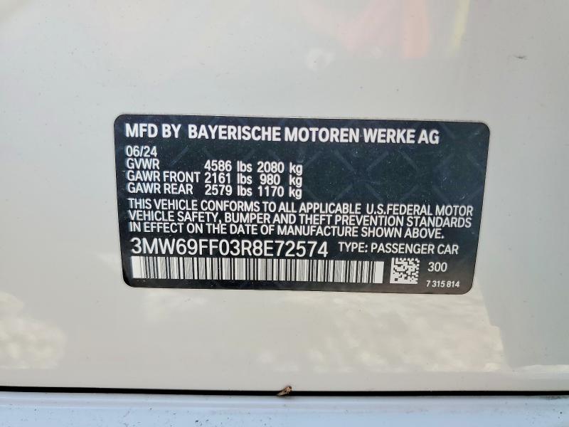 Aukcja sprzedaży 2024 Bmw 330i, vin: 3MW69FF03R8E72574, numer aukcji: 61188476