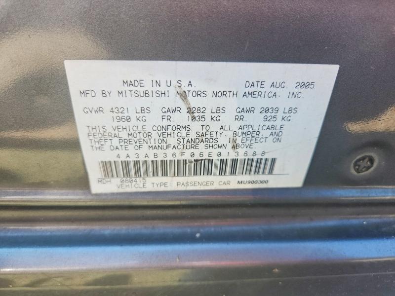 Aukcja sprzedaży 2006 Mitsubishi Galant, vin: 4A3AB36F06E013688, numer aukcji: 59831126