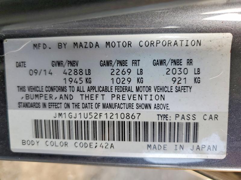 63055226 :رقم المزاد ، JM1GJ1U52F1210867 vin ، 2015 Mazda 6 مزاد بيع